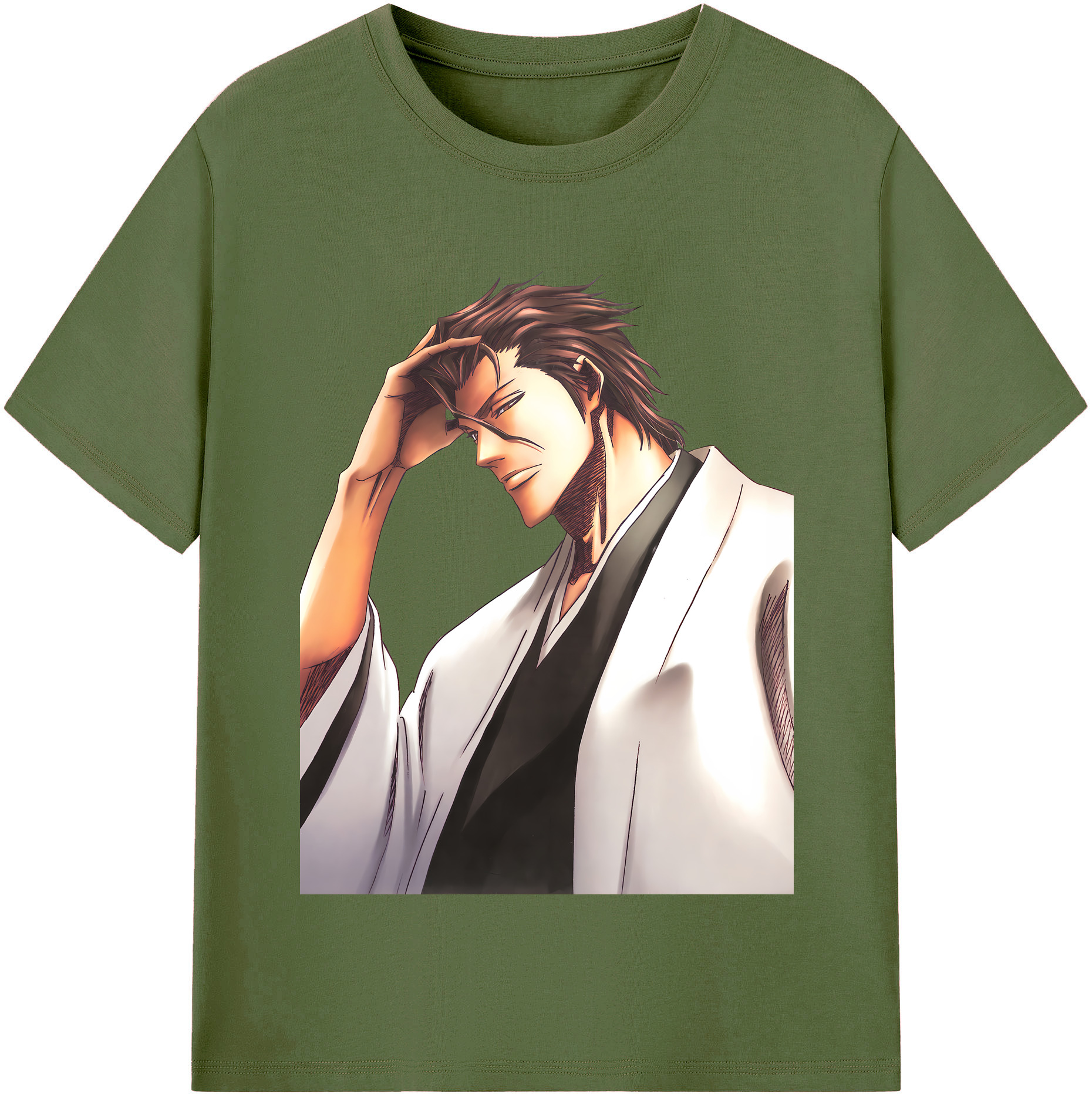 （画像用） ブリーチ 藍染 惣右介（あいぜん そうすけ） BLEACH Aizen Sousuke 綿100％半袖Tシャツ（フロントプリント）